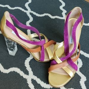 DVF strappy mixed leather sandles